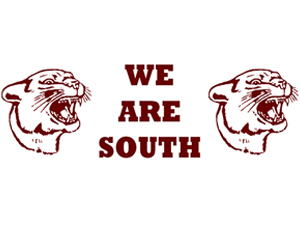 We are South. Cougar mascot logo.
